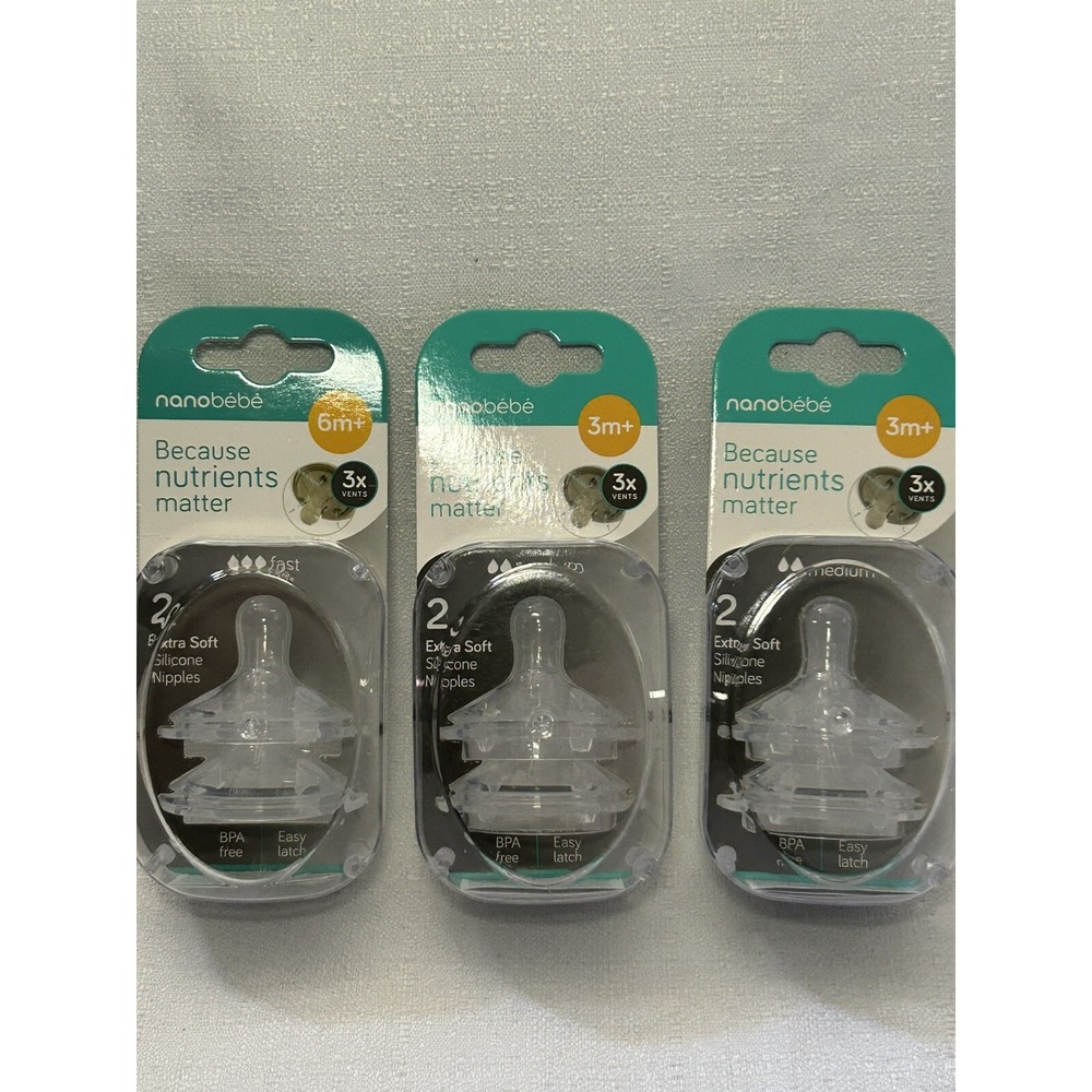 Nanobebe Because Nutrients Matter  Medium Flow 6m Fast Flow Bottle Nipples‎